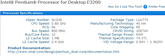 Intel Pentium E3200